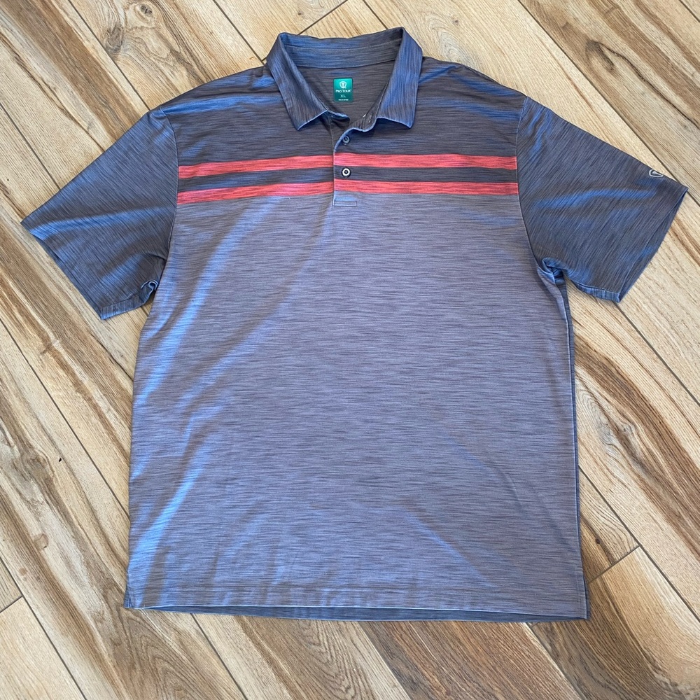 Men's XL Blue and Red Striped Pro Tour Polo Shirt